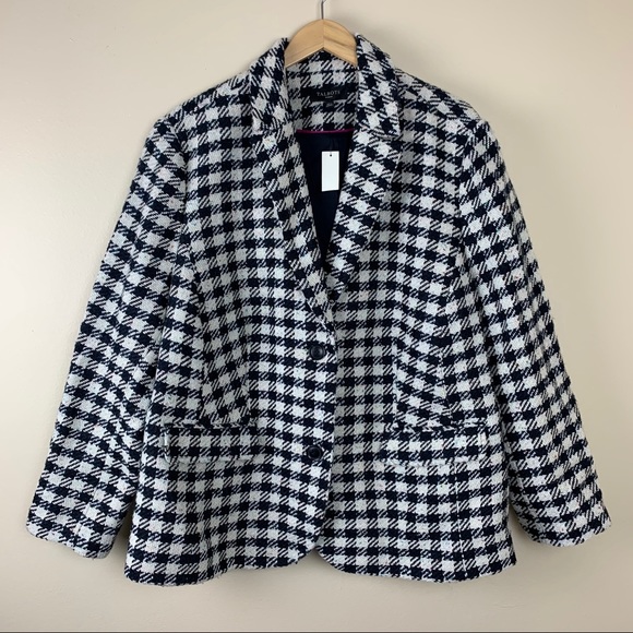 Talbots Jackets & Blazers - NWT Talbots Black Cream Wool Check Blazer 24W
